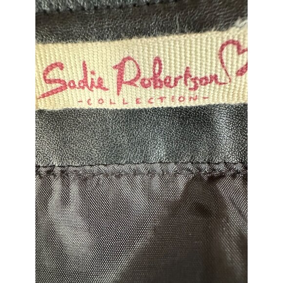 Sadie Robertson Collection Womens Black Faux Leather Mini Skirt Wild Blue Medium - Picture 8 of 16